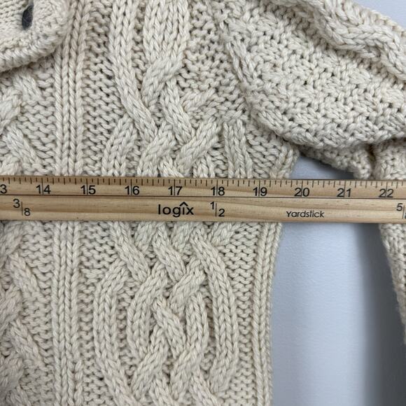 Anthropologie Moto Fringe Cream Cable Knit Cardigan size M - Picture 10 of 11